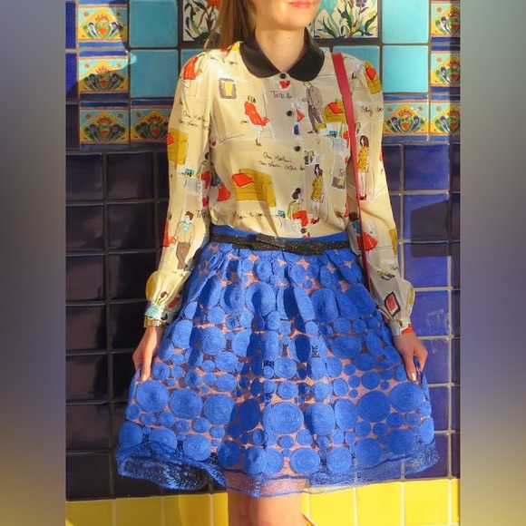 Eva Franco Lace Pattern Knee-Length Skirt - Picture 1 of 7